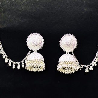 Keshari Bahubali Earrings Jhumka Set with Chain Linked
